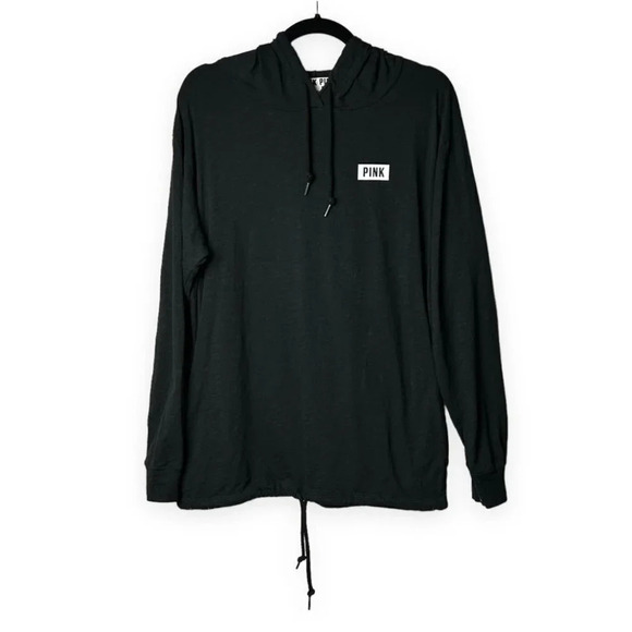 PINK Victoria's Secret Black Long Sleeve  Hooded Top - Picture 1 of 7